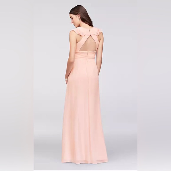 Reverie ruffle sleeve open back chiffon bridesmaid dress - Picture 2 of 7